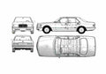 Blueprint Mercedes Benz S Sedan 1988 A4 Photo Print