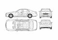 Blueprint Mercedes Benz S Sedan 2006 A4 Photo Print