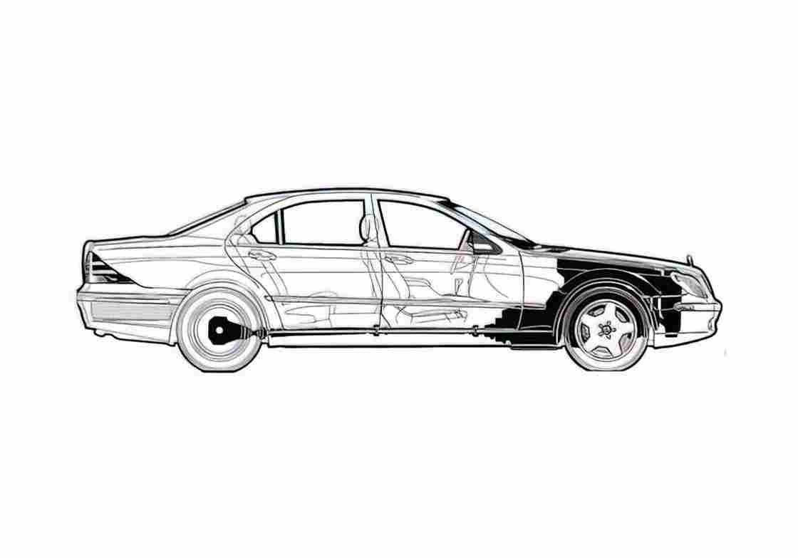 Blueprint Mercedes Benz S55 AMG Sedan 2001 A4 Photo Print