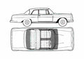 Blueprint Mercedes Benz SE class W111 300SE Coupe 1962 A4 Photo Print