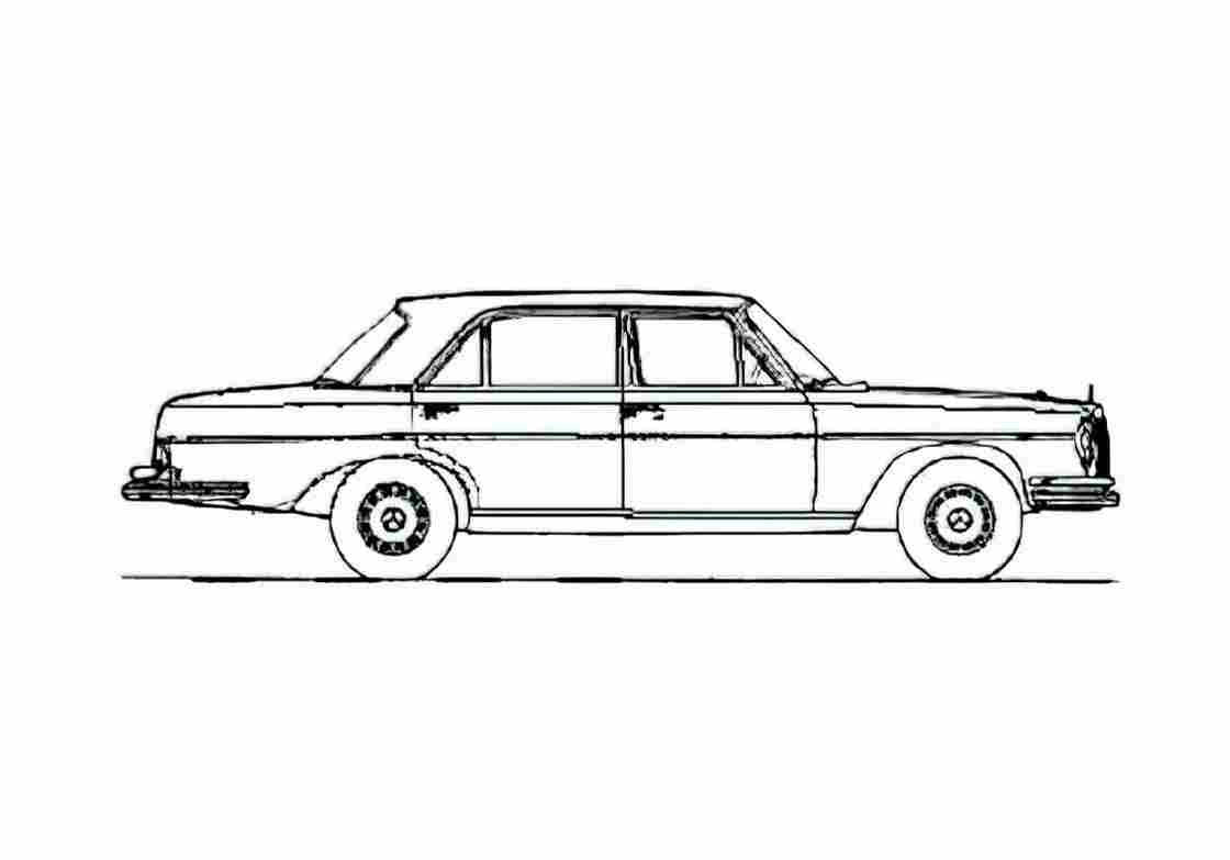 Blueprint Mercedes Benz SEL class W108 300SEL Sedan 1969 A4 Photo Print