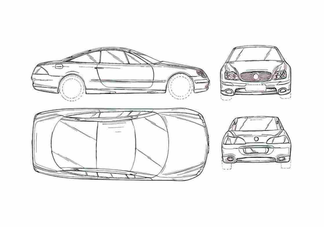 Blueprint Mercedes Benz SL 55 AMG Coupe A4 Photo Print