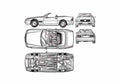 Blueprint Mercedes Benz SL 600 Cabriolet 1971 A4 Photo Print