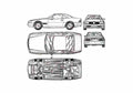 Blueprint Mercedes Benz SL 600 Coupe 1971 A4 Photo Print