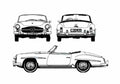 Blueprint Mercedes Benz SL Class 190SL Cabriolet 1959 A4 Photo Print