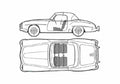 Blueprint Mercedes Benz SL Class 190SL Cabriolet 1962 A4 Photo Print