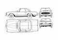 Blueprint Mercedes Benz SL Class 230 SL Coupe 1963 A4 Photo Print