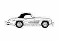 Blueprint Mercedes Benz SL Class 300SL Cabriolet 1960 A4 Photo Print