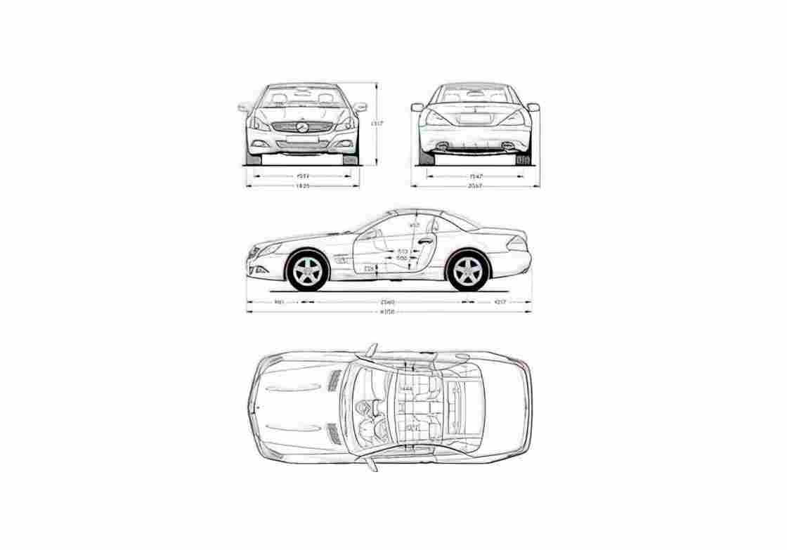 Blueprint Mercedes Benz SL Class R230 SL350 Coupe 2008 A4 Photo Print