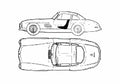 Blueprint Mercedes Benz SL Class W198 300 SL Coupe 1955 A4 Photo Print