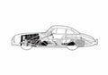 Blueprint Mercedes Benz SL Class W198 300 SL Coupe 1956 A4 Photo Print