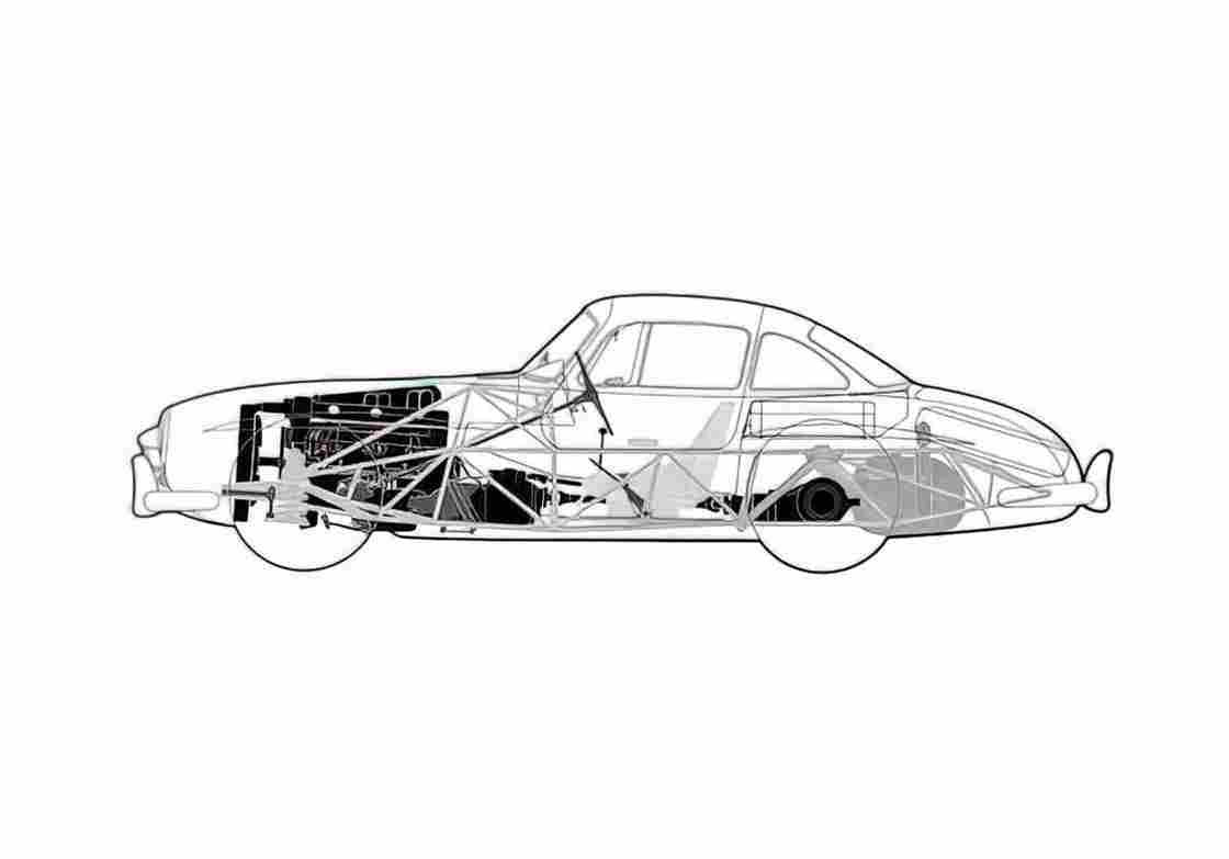 Blueprint Mercedes Benz SL Class W198 300 SL Coupe 1956 A4 Photo Print