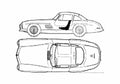 Blueprint Mercedes Benz SL Class W198 300 SL Sedan 1955 A4 Photo Print
