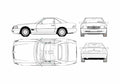 Blueprint Mercedes Benz SL Coupe 1994 A4 Photo Print