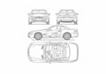 Blueprint Mercedes Benz SL Coupe 2004 A4 Photo Print