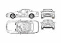 Blueprint Mercedes Benz SL Coupe 2005 A4 Photo Print