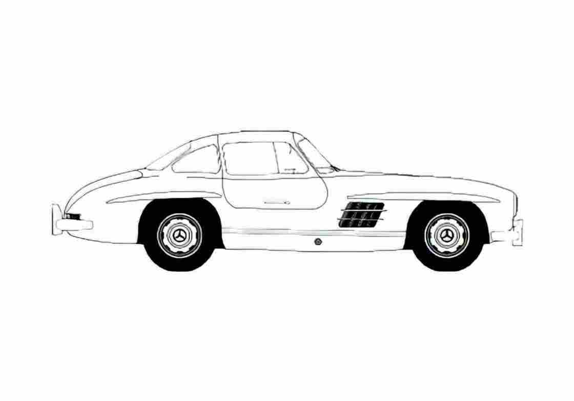 Blueprint Mercedes Benz SL class W194 300SL Coupe 1955 A4 Photo Print