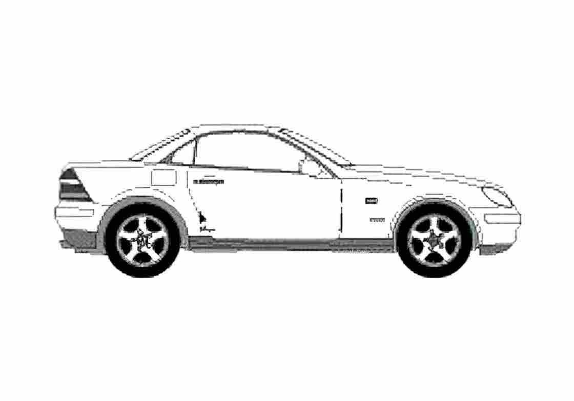Blueprint Mercedes Benz SLK Class R170 Coupe 2001 A4 Photo Print