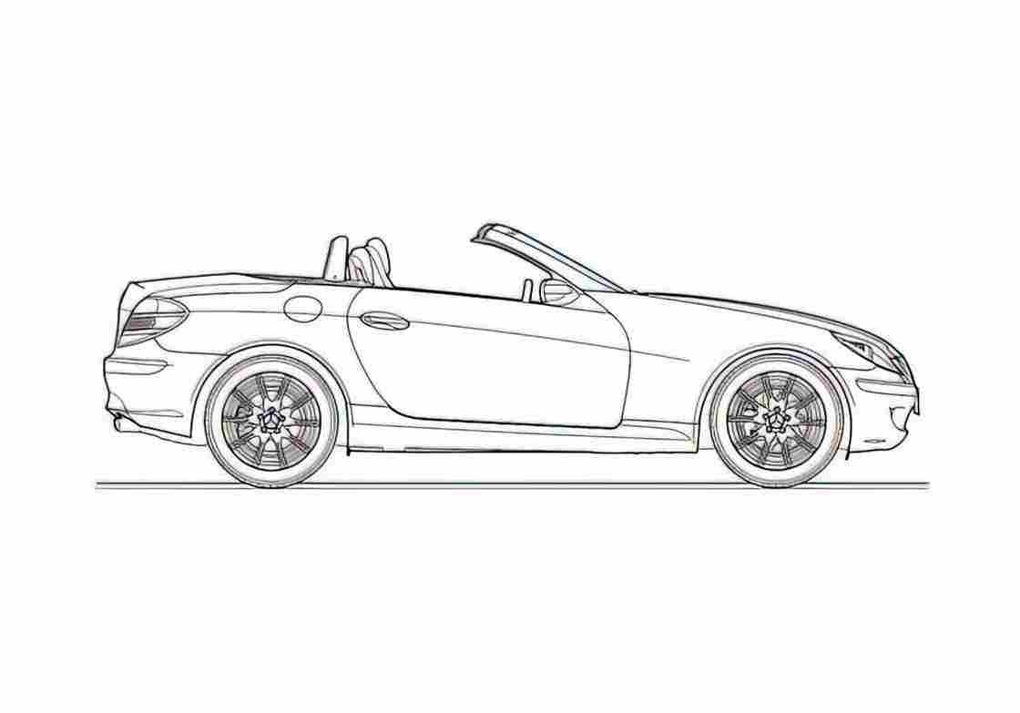 Blueprint Mercedes Benz SLK Class R171 Cabriolet 2005 A4 Photo Print