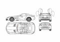 Blueprint Mercedes Benz SLR Coupe 2005 A4 Photo Print