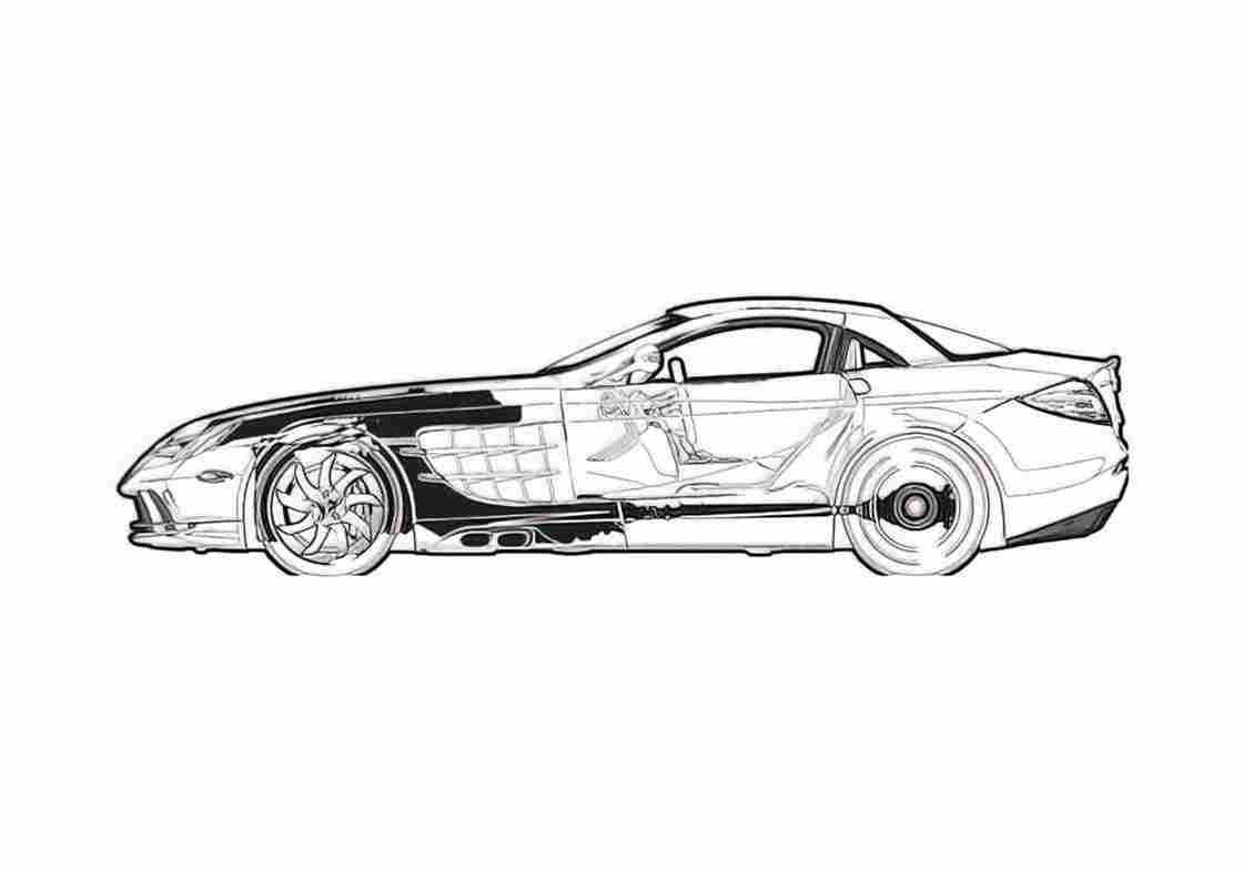 Blueprint Mercedes Benz SLR Coupe 2006 A4 Photo Print