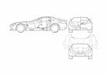 Blueprint Mercedes Benz SLR MCLAREN Coupe 2004 A4 Photo Print