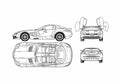 Blueprint Mercedes Benz SLR MCLAREN Coupe 2005 A4 Photo Print