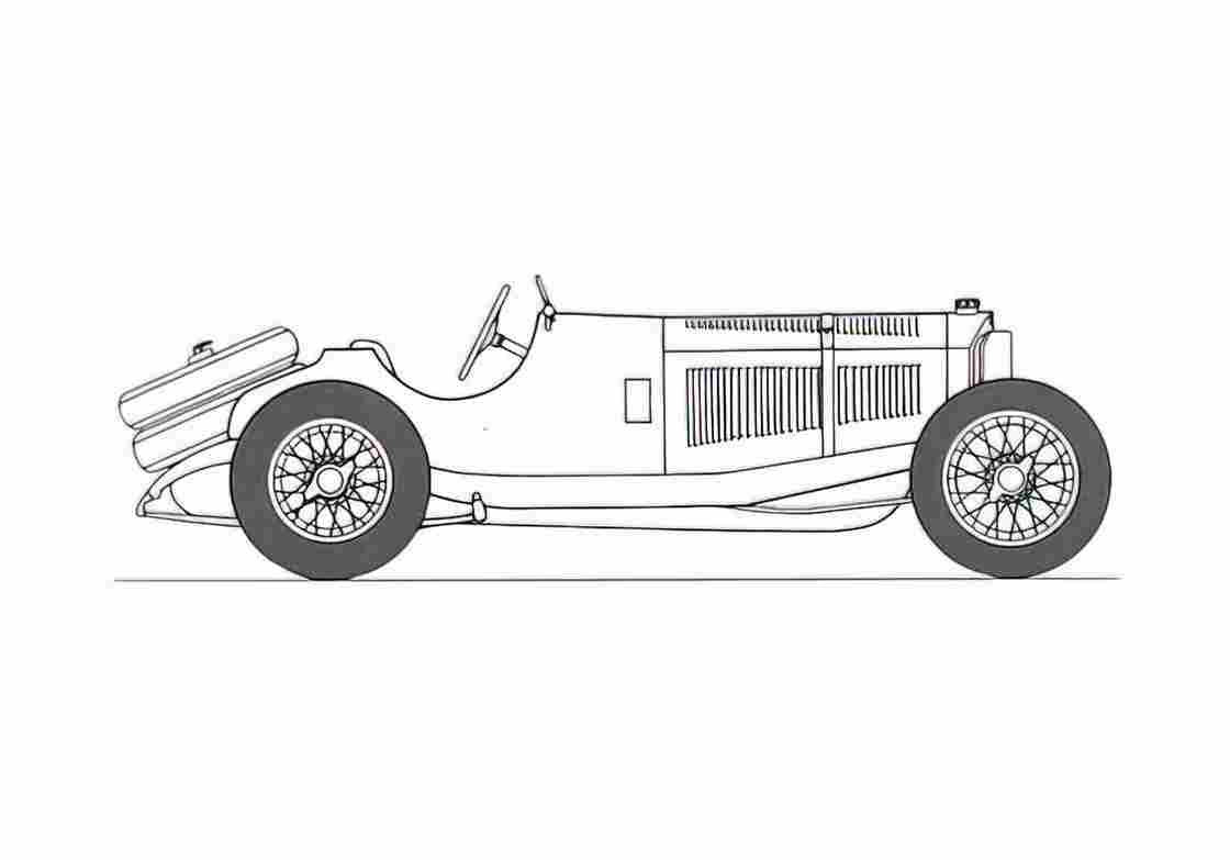 Blueprint Mercedes Benz SSK Roadster 1927 A4 Photo Print
