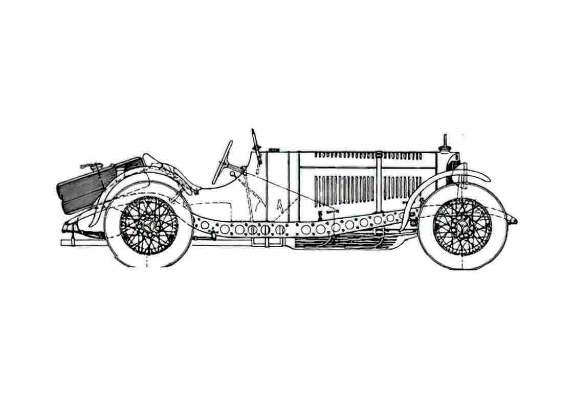Blueprint Mercedes Benz SSK W06 Sedan 1932 A4 Photo Print