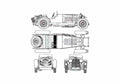 Blueprint Mercedes Benz SSK71L Cabriolet 1928 A4 Photo Print