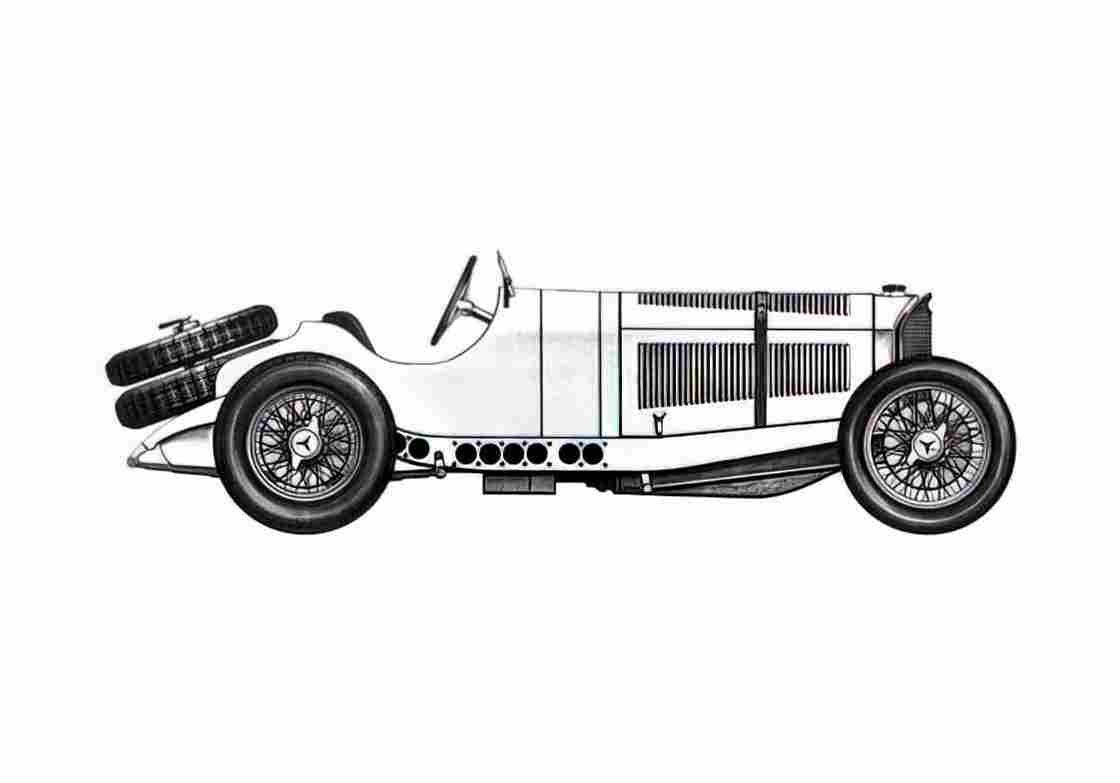 Blueprint Mercedes Benz SSKL Cabriolet 1931 A4 Photo Print