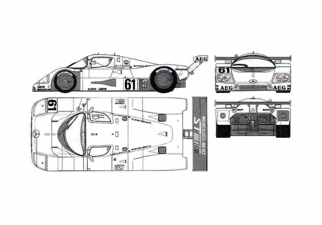 Blueprint Mercedes Benz Sauber C9 Coupe 1987 A4 Photo Print