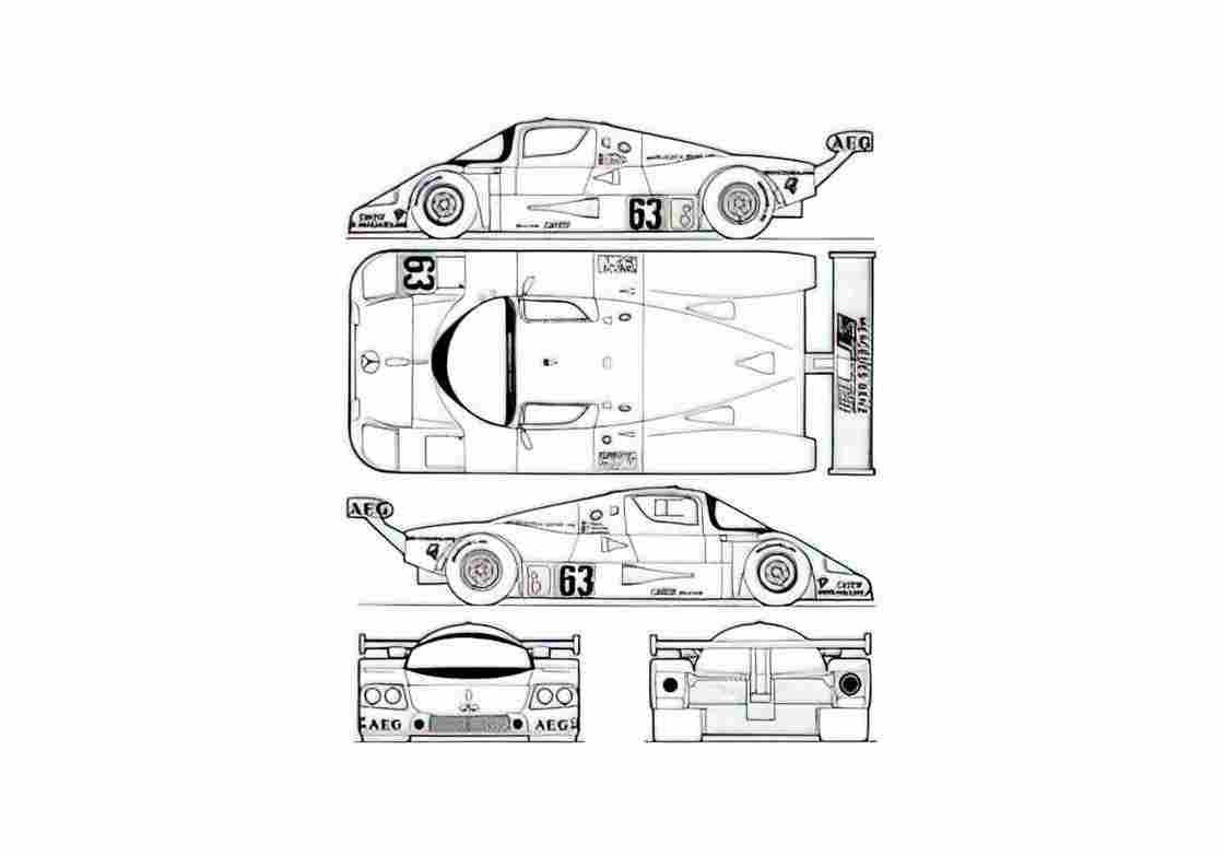 Blueprint Mercedes Benz Sauber C9 Le Mans Coupe 1989 A4 Photo Print