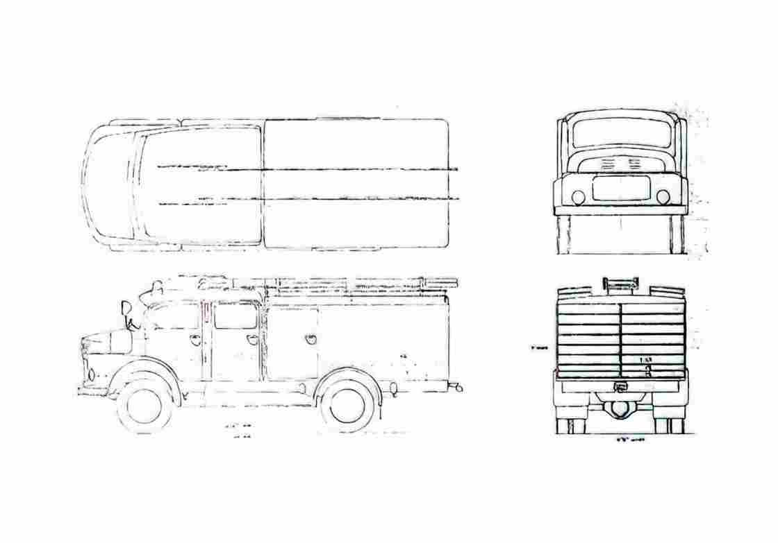 Blueprint Mercedes Benz Special Fire Truck 1964 A4 Photo Print