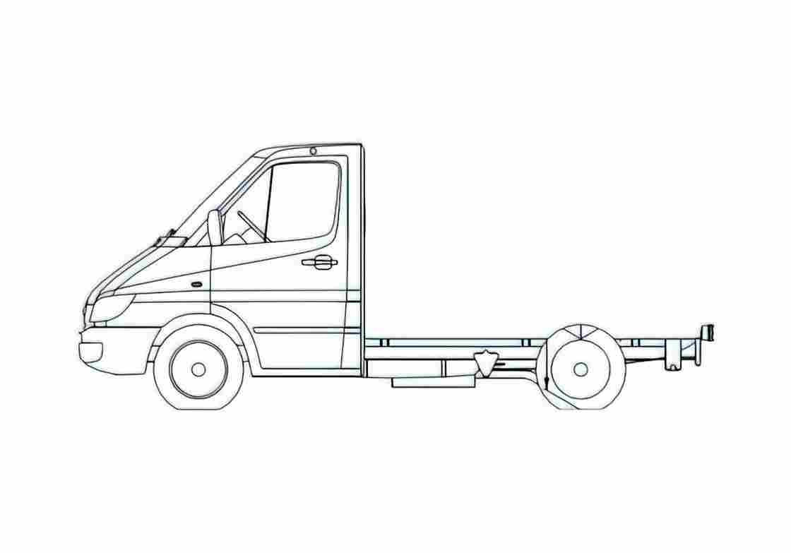 Blueprint Mercedes Benz Sprinter 2 Chassis Truck 2006 A4 Photo Print