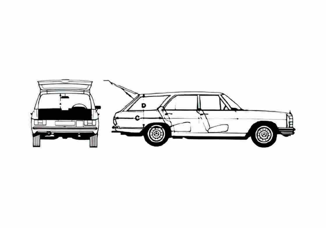Blueprint Mercedes Benz T Class 250 T Wagon 1976 A4 Photo Print