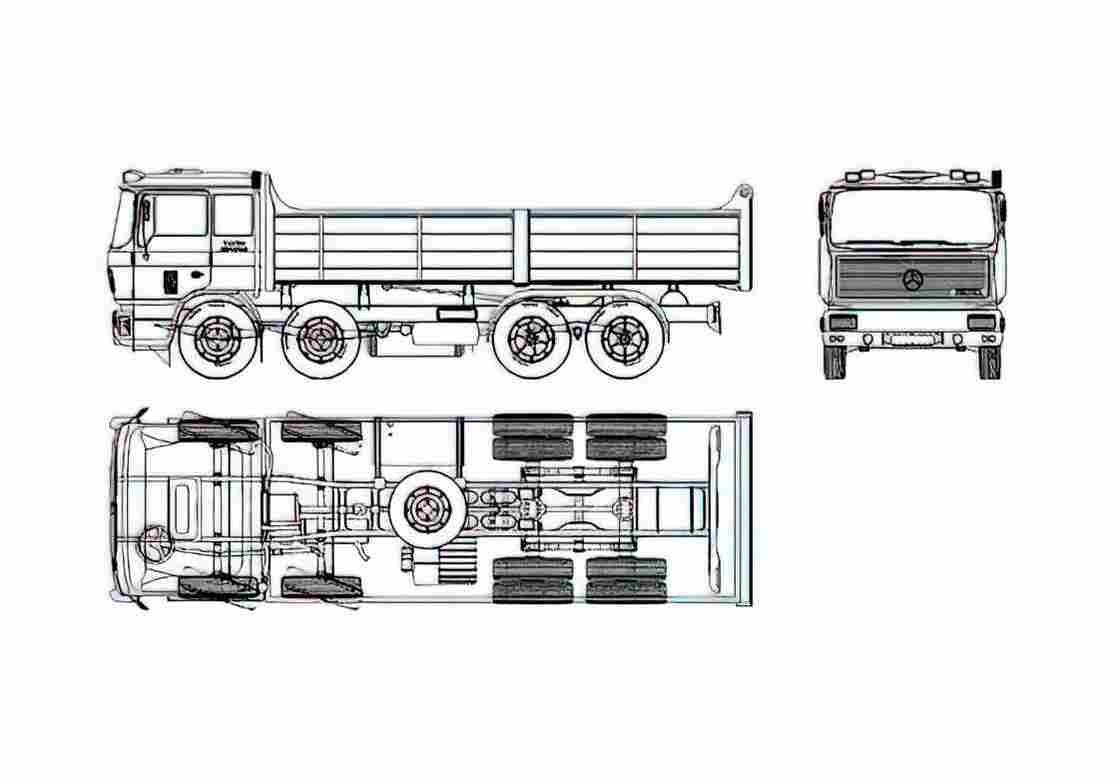 Blueprint Mercedes Benz Truck A4 Photo Print