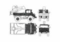 Blueprint Mercedes Benz Unimog 404 Truck A4 Photo Print