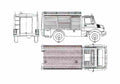 Blueprint Mercedes Benz Unimog U1450LF Fire Truck 1988 A4 Photo Print