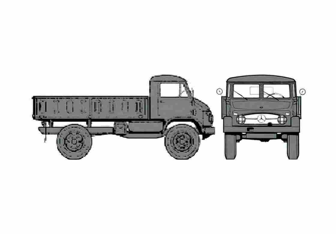 Blueprint Mercedes Benz Unimog U404 Truck A4 Photo Print