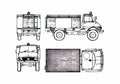 Blueprint Mercedes Benz Unimog U416 Fire Truck 1960 A4 Photo Print