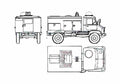 Blueprint Mercedes Benz Unimog U416 Fire Truck 1962 A4 Photo Print