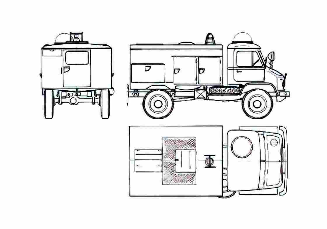Blueprint Mercedes Benz Unimog U416 Fire Truck 1962 A4 Photo Print
