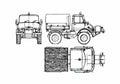 Blueprint Mercedes Benz Unimog U421 Fire Truck 1968 A4 Photo Print