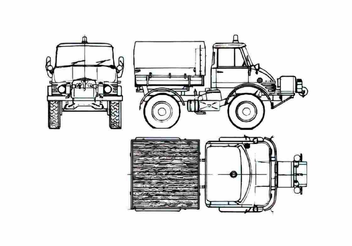 Blueprint Mercedes Benz Unimog U421 Fire Truck 1968 A4 Photo Print