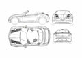Blueprint Mercedes Benz Vision SLA Roadster 2007 A4 Photo Print