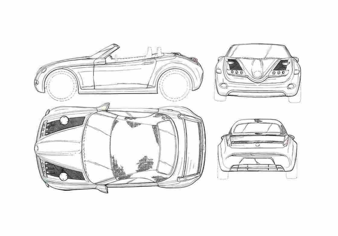 Blueprint Mercedes Benz Vision SLA Roadster 2007 A4 Photo Print