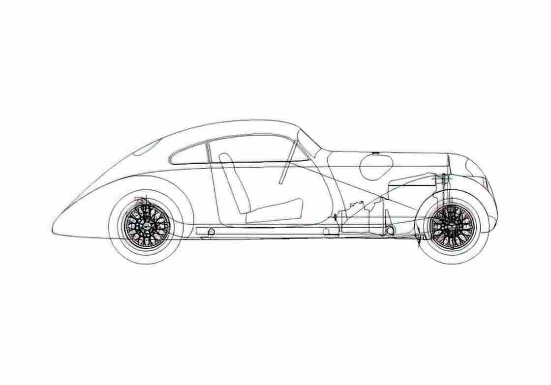 Blueprint Mercedes Benz W 142 Coupe A4 Photo Print