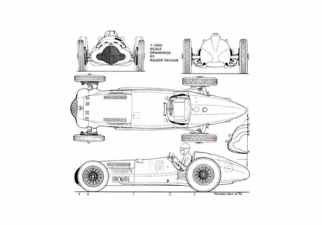 Blueprint Mercedes Benz W 154 Coupe A4 Photo Print