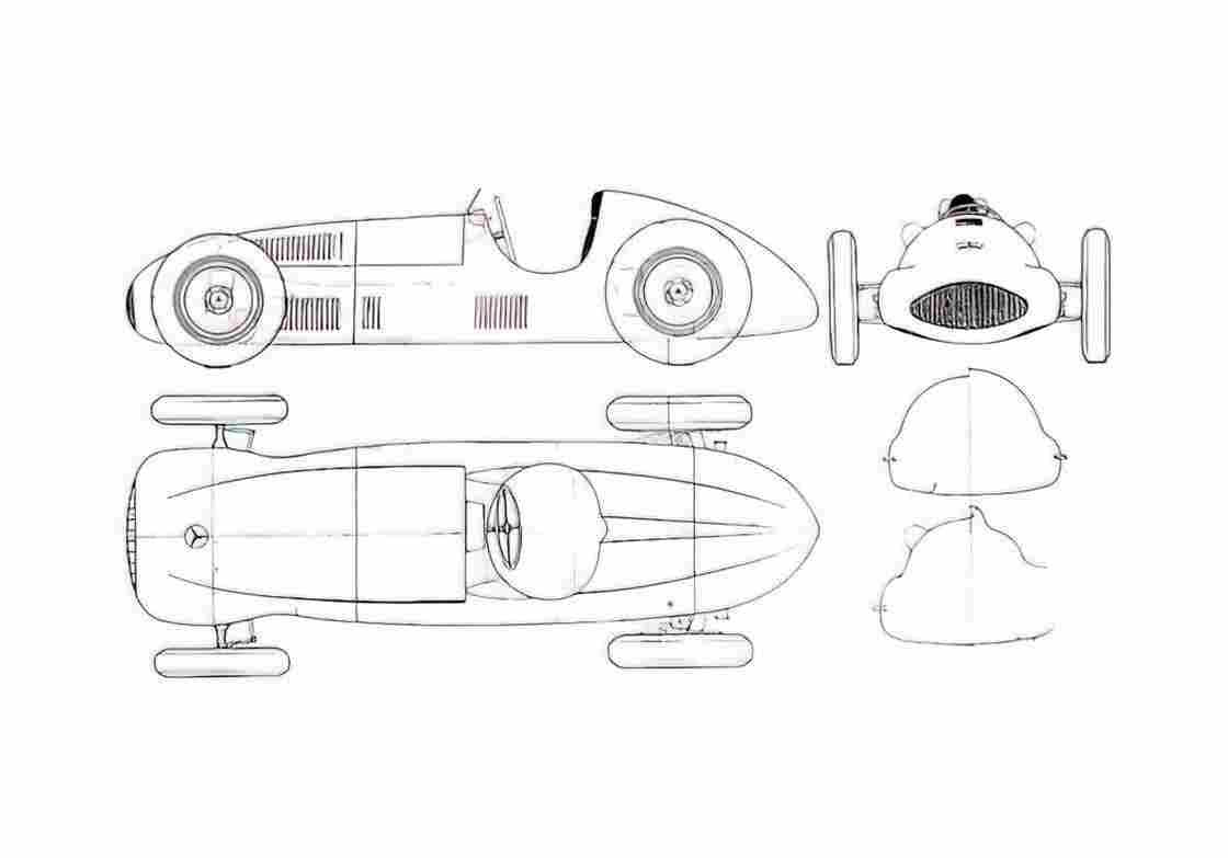 Blueprint Mercedes Benz W 165 Coupe 1935 A4 Photo Print